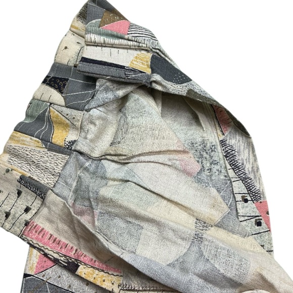 Vintage mid century spectrum atomic lightweight bark cloth curtains set of two - Picture 7 of 8